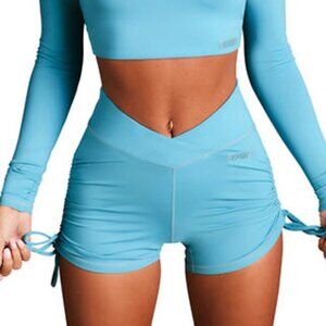 BO+TEE AQUA - FAST PACE SLINKY SCRUNCH BUM SHORTS